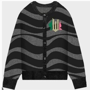 Wicked Movie X Paul Tazewell Striped Black and Gray Cardigan Size Small